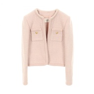 [มือสอง] เสื้อแจ็คเก็ตผ้าขนสัตว์ไม่มีปก Celine สำหรับผู้หญิง มือสอง สภาพ A