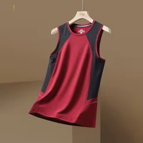 Short Sleeve Vest Men's For 2024 Summer Patchwork Black Red Tshirt GYM Tank Top Tees Fashion Clothes