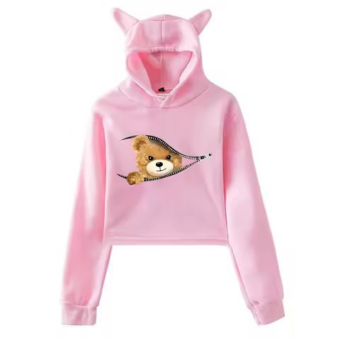 Plush Girl Pullover Tops Family Hoodie long sleeves Hip Hop Sweatshirt sportswear Personality Bear T