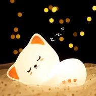7 Colors Timer Kid Night Light Silicone Nightlight Baby Nursery Rechargeable Cute Cat Lamp For Birth