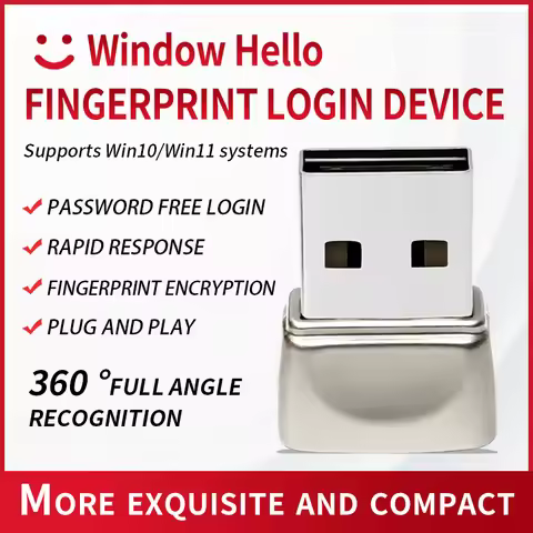 USB Fingerprint Reader for Laptop, Passwordless Login & Lock, Plug&Play Win10/11"