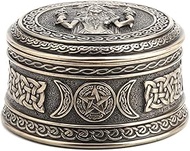 Veronese Design 2 1/8" Tall Hecate Goddess of Chthonic Round Trinket Box Cold Cast Bronzed Resin Han