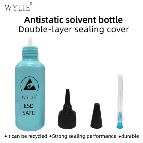 WYLIE 60ml ESD SAFE Solvent Bottle Double Cap Leak-proof for Mobile Phone Repair Alcohol Glue Soluti