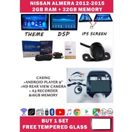 NISSAN ALMERA 2012-2015 ANDROID PLAYER 9''(2G+32G)+CASING+HD REAR VIEW CAMERA+RECORDER