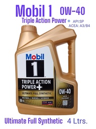 Mobil1™ น้ำมันเครื่องเบนซิน 0W-40 ขนาด4ลิตร API: SN โมบิล1 แกลลอนสีทอง เกรดสังเคราะห์แท้ 100%