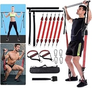 FOSER Portable Pilates Bar Kit, Upgraded Version of Detachable Exercise Stick, 60-180LBS Anti-Breakage Adjustable Resistance Band, Barbell Training Device,Home Gym Full Body Strength Training