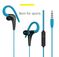 Others - 有線耳掛式入耳式運動耳塞運動線控運動掛耳耳機（圓線藍色）
