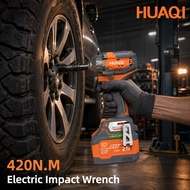 HUAQI HQ-WD420 21V Cordless Brushless Impact Wrench 420Nm High Torque Wrench (4/6/9Ah Battery Set)