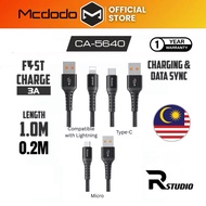 【1yr Warranty】 MCDODO Strong SR Nylon Braided USB to L Type C Micro Data Cable 0.2 / 1 Meter CA 226 