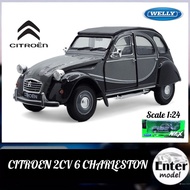 WELLY Model Car Premium Grade Genuine Copyright Classic CITROEN 2CV 6 CHARLESTON Scale 1/24 Size 16x
