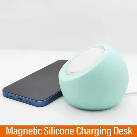 Magnetic Wireless Charging Desk Ball Shape Silicone Holder Stand for Magsafe iPhone 15 14 13 12 Pro 