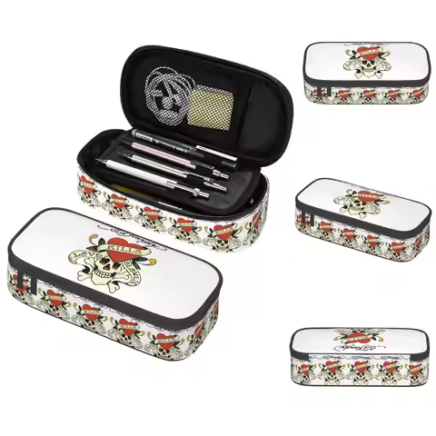 Ed Hardy Love Kills Slowly Pencil Case for Boy Girl School Pen Box Pencil Bag Stationery Supplies Pe