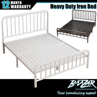 𝐁𝐌𝐙𝐀𝐑 𝟐-𝟑𝘿𝙖𝙮 𝘿𝙚𝙡𝙞𝙫𝙚𝙧𝙮 Sturdy Metal Bed Frame Heavy Duty Iron Bed高级铁艺床架-White/Black/Queen/Single/King