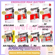 READY STOCK Energizer Max A76 LR44 A23 ECR2032 3V E92 AAA E91 AA CR2032 3V 6LF22 9V 522 2032 Battery