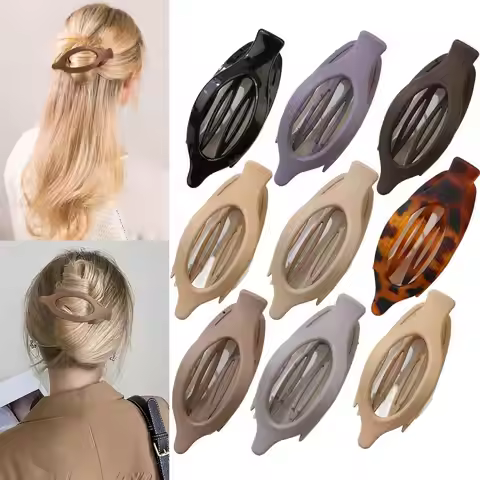 Grote Plastic Haarklauw Clip Matte Kleur Haarklemmen Grip Holte Ovale Geometrische Barrettes Haarpen