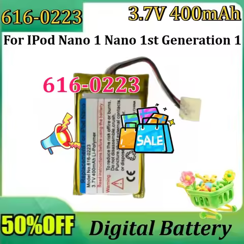 New 400mAh 3.7V 616-0223 616-0224 Battery for IPod Nano 1 Nano 1st Generation 1 Gen Nano1 A1137 4gb 