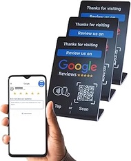 NFC Tag Google Review Stand - Digital Business Card to Boost Customer Reviews - Tap NFC & Scan QR co