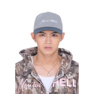 Unisex khaki embroidered baseball Cap - BEUTER Mental Hell Contrast Panel Cap - Gray