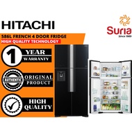 (Free Delivery)Hitachi 540L Big French 4 Glass Door 4 Pintu Refrigerator Peti Sejuk Peti Ais R-W720P7M-GBK
