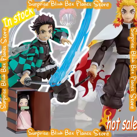 Figma DemonSlayer Articulated Action Figures Tanjiro Kamado Nezuko Zenitsu Kyojuro Rengoku Collectib