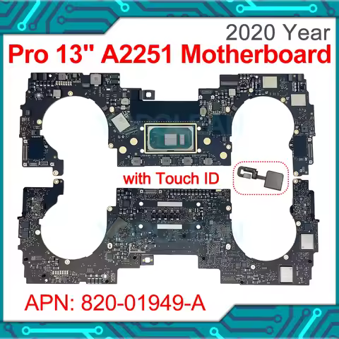 Tested A2251 Motherboard For Macbook Pro Retina 13" Logic Board 16G 512G 1TB i5 With Touch ID 820-01