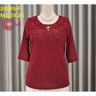 Middle-aged Women's Shirt with Floral Pattern and Stone Applique with Luxurious Lace 4 Sizes 50-85kg