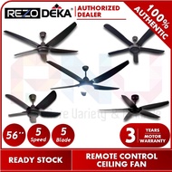 Rezo 56'' Inch | 5 Speed | 5 Blade Remote Control Ceiling Fan VENTUS MY56 / S306 / AX56 / AX42 / ZERON Plus