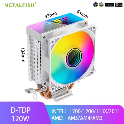 METALFISH CPU Cooler ZH1200 2 Heatpipes Radiator ARGB 4PIN PWM Silent Fan For Intel 1700 1200 115X 1