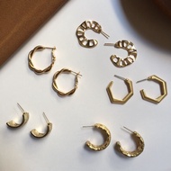 Simple Golden Hoop Earrings Semicircle Earrings Golden Earrings Small Hoop Earrings Simple Earrings 