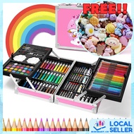 145PCS Cute Unicorn Art Set Aluminum Case Painting Pen Stationery Watercolor Crayon Marker Pencil Dr