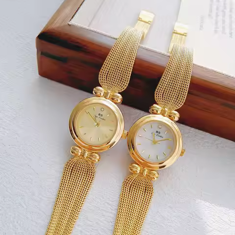 bee sister Watches Gold Luxury Fashion Mother-of-Pearl Dial Quartz Wristwatches Casual Ladies Dress 