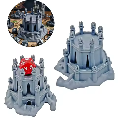 Medieval Town Terrain Dice Tower for DnD Fantasy 3D Printed Tabletop Miniatures Building Scenery Lay