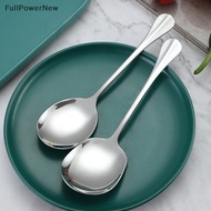 Full Thicken Kitchen Dinner Dish Soup Rice Western Restaurant Bar Public Spoon Large Stainless Steel Round Head Buffet Serving Spoon Power