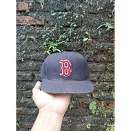 Vintage Boston Red Sox Hat Cap Size 7 5/8 Fitted Blue Baseball New Era 90s USA