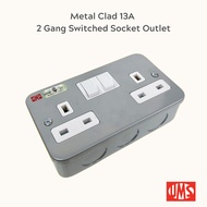 UMS Metal Clad 13A 2 Gang Switched Socket Outlet (2213M)