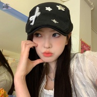 JEREMY1 Retro Star Forward Berets, Cotton Bow Y2k Painter Hat, French Casual Streetwear Korean Style