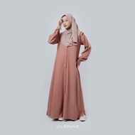 Hanin Abaya Jilbrave Dress Casual Crinkle Full Kancing - Rosy Brown