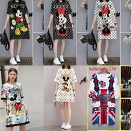 Fashion Mickey Mouse Dress Plus Size Dress T Shirt Dress Long Shirt Korea Casual Dress Long T Shirt