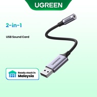 UGREEN 2-in-1 USB External Sound Card USB Audio Adapter