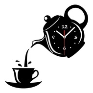 กาน้ำชาแก้วกาแฟอะคริลิค DIY สุดสร้างสรรค์นาฬิกาแขวนผนัง3D ตกแต่งห้องครัวนาฬิกาแขวนผนังห้องนั่งเล่นห้องรับประทานอาหารนาฬิกาการตกแต่งบ้าน039
