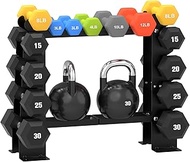DERACY Dumbbell Rack Stand Only, 5 Tier Black Dumbbell Stand for Home Gym, Heavy Duty Steel Weight R
