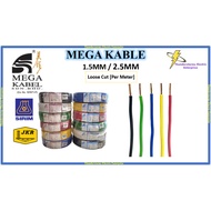 1 METER - MEGA 1.5mm / 2.5mmPVC Insulated Power Cable Wire /Electrical Kabel PVC Bersalut / wire kab