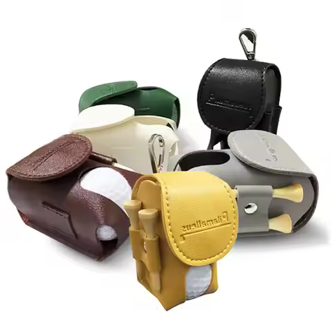 Outdoor Sports Pouch Double Ball Container PU Leather Storage Golf Ball Bag Waist Holder Golf TEE Ca
