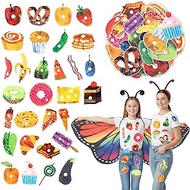 33PCS Caterpillar Costume Accessories Include 2 Headbands 1 Butterfly Wings 30 Self Adhesive Felt Fo