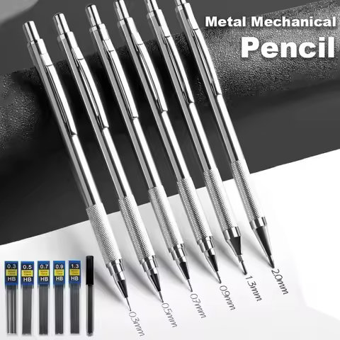 Metal Mechanical Pencil 0.3/0.5/0.7/0.9/1.3/2.0mm Drawing Automatic HB Pencil Set For School Office 