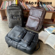 Men's backpack made of high quality leather. laptop backpack size 42. student backpack, durable and 