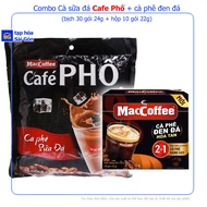 Combo Café PHỐ sữa đá bịch (30x24g) + 1 Cà phê đen đá MacCoffee đen đá hộp (10x22g)