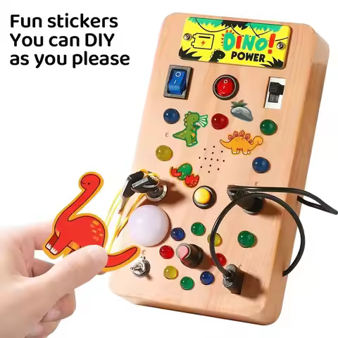 Montessori Toddler Busy Board Electronic LED Light Switch Kids' Activity Board Cartoon Sticker Safe