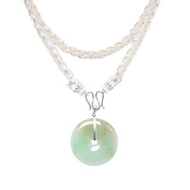 寶麗金珠寶-天然A貨緬甸玉平安扣墜配雙頭龍銀鍊