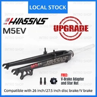 HASSNS M5EV Bike Fork MTB Rigid Fork 26/27.5er MTB Alloy Front Fork Suitable for Disc Brake V Brake